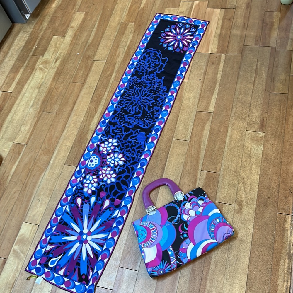 Emilio Pucci multicolor floral silk scarf